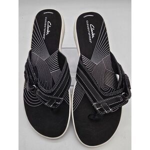 Clarks Cloudsteppers Womens Black & White Sandals US 10 UK 7.5 EU 41 Slip-On Cus